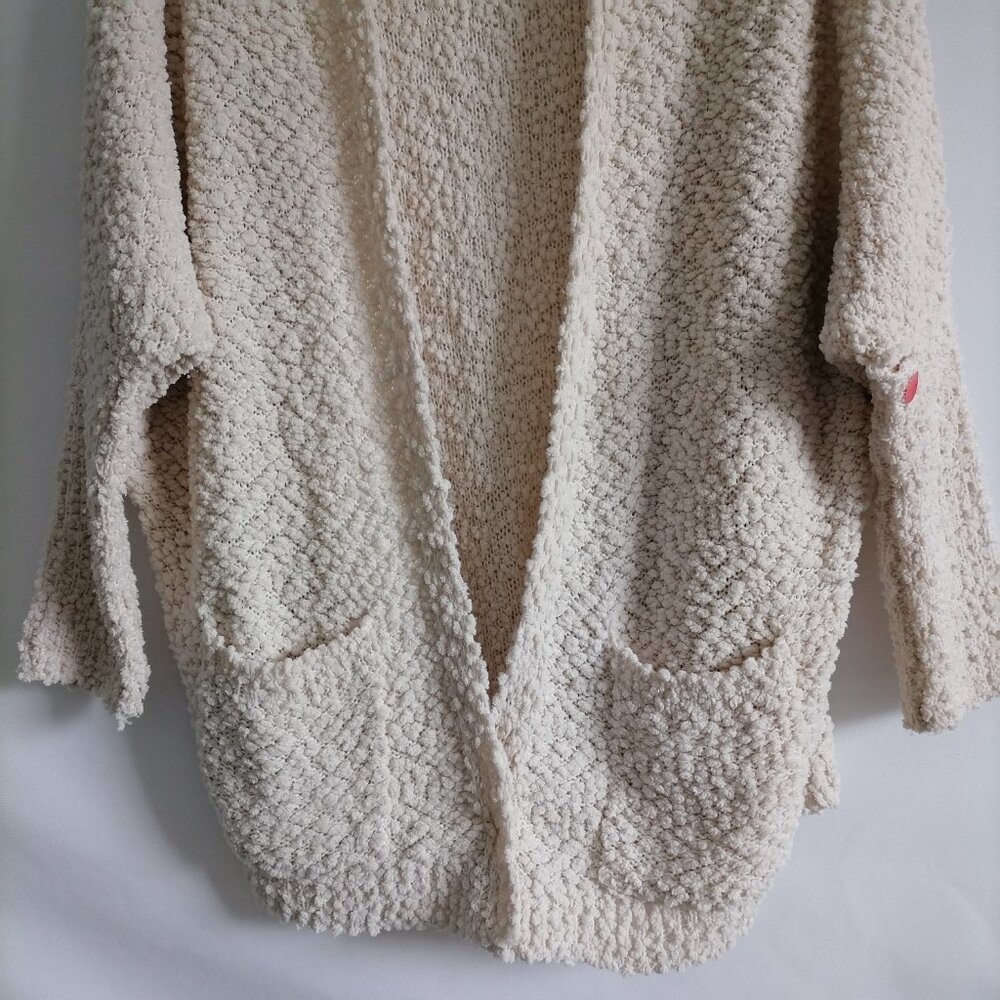 Umgee Womens Ivory Open Front Drop Shoulder Popcorn Cardigan Sweater Size L - Picture 3 of 8